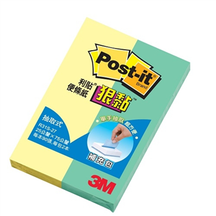 【3M】R31S-27 利貼狠黏抽取式補充包(黃+湖水綠