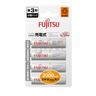【富士通】日本製 標準型 低自放3號AA充電電池 (4入