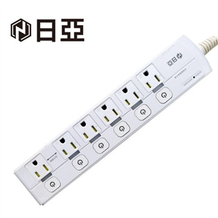 【日亞】 7開6插3P按壓式高溫斷電延長線-1.8米(S