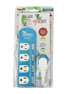 【超電王】4開4插9尺(2.7M)電腦延長線